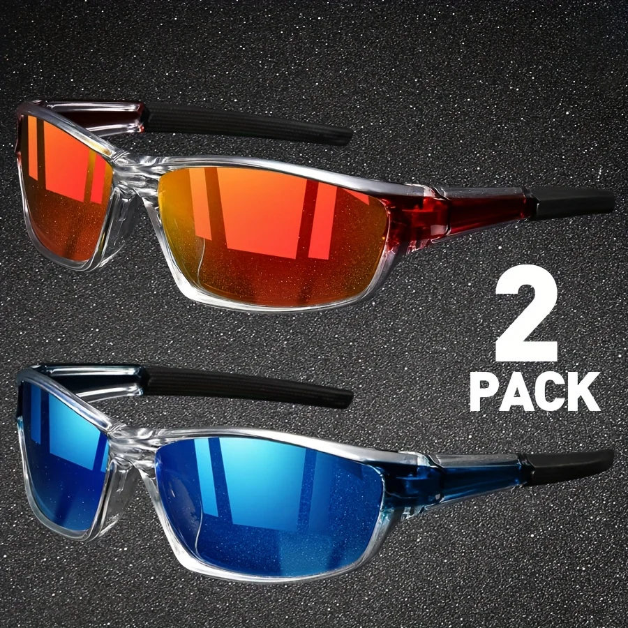 1/2 Paires de Lunettes de Soleil Sportives pour Hommes, Légères, Vision Nocturne, Lunettes de Cyclisme, de Conduite, de Pêche, Lunettes de Soleil Miroir Tendance