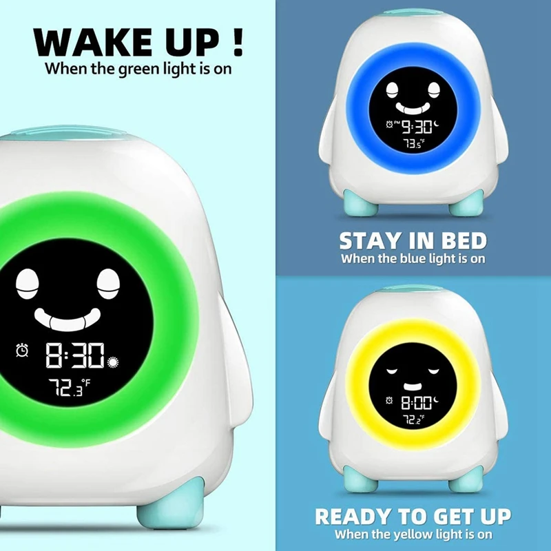 Kids Alarm Clock, Alarm Clock For Kids, Ready To Wake Up Sleep Trainer, Colorful Night Light, Nap Timer