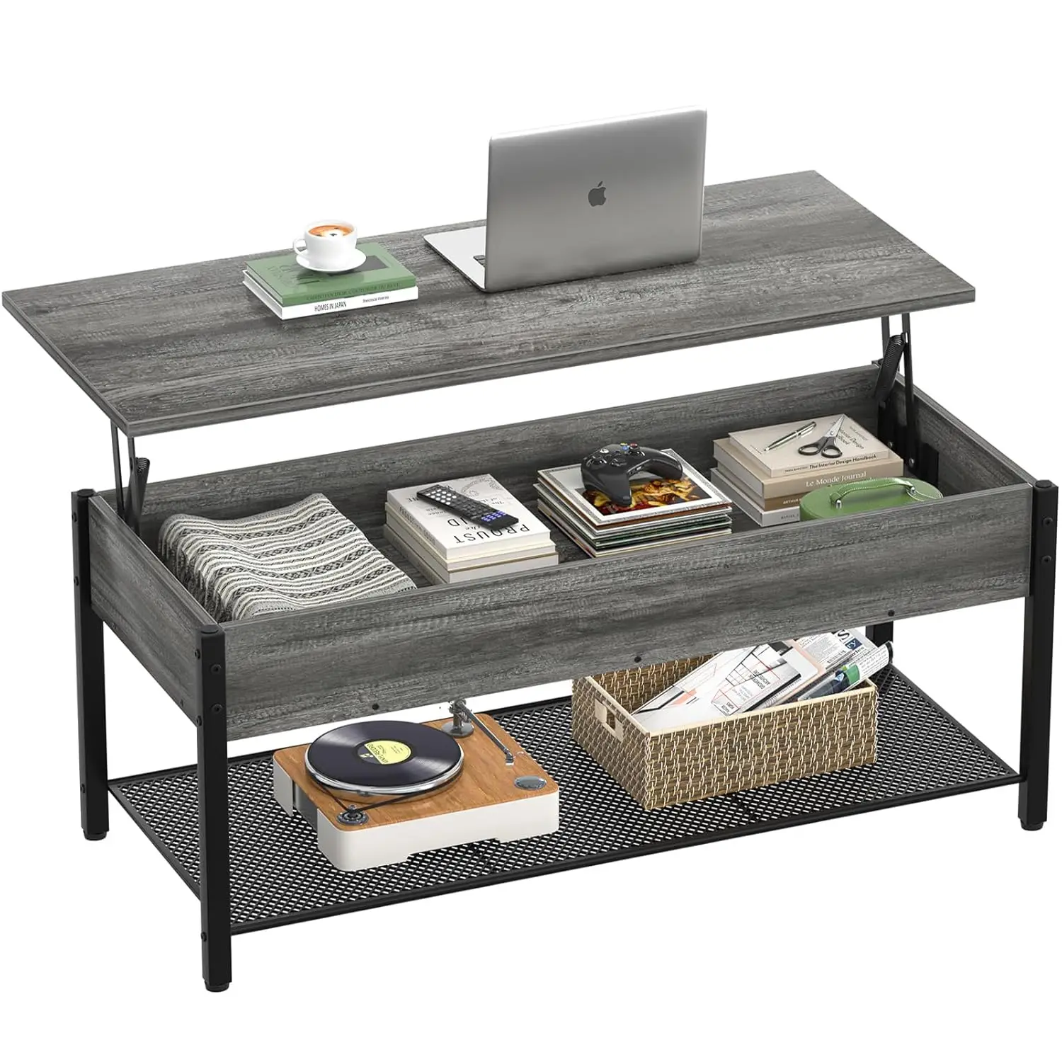 

Журнальный столик с подъемной столешницей 41,7 дюйма для гостиной, деревянный центральный столик со скрытым отсеком и полкой для хранения, современный, на заказ