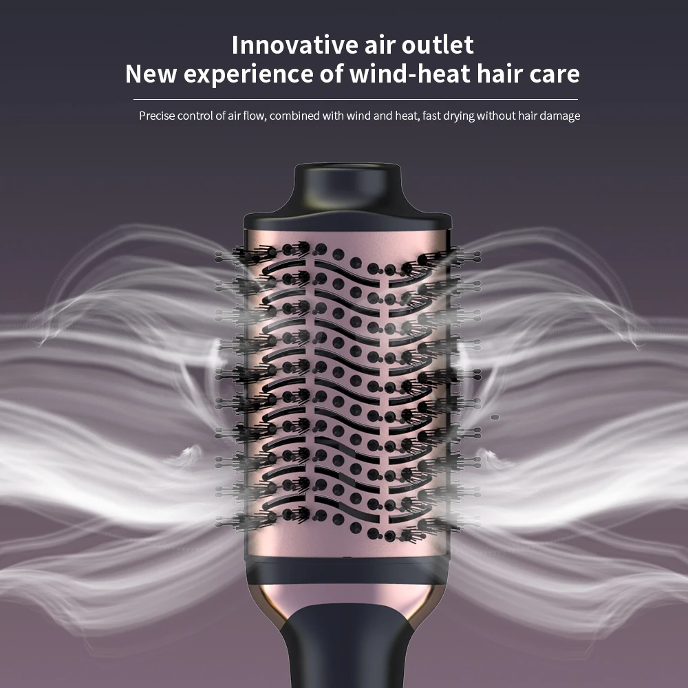 SMET 1300W Dual-Function Electric Hair Dryer and Brush Easy Styling Nylon Brush for Household Use Hotel Use Battery