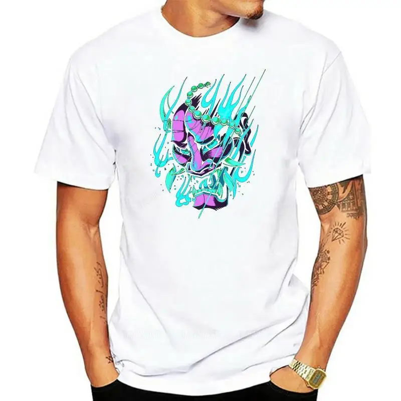 Oni Mask-Camiseta de algodón para hombre, camisa de estilo japonés, camisetas impresionantes de verano, ropa de calle,Cotton top