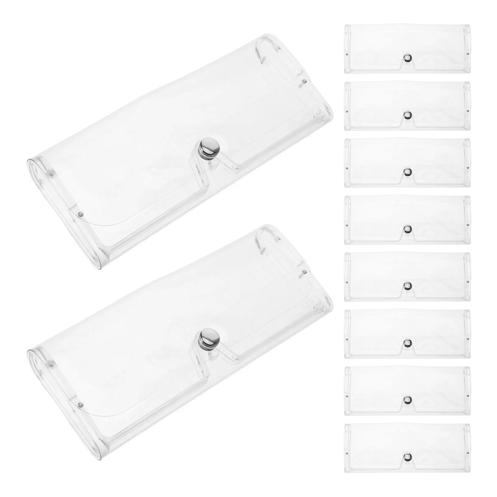 

10pcs Eyeglasses Cases Transparent Button Travel Clear Pouches Plastic Containers Glasses Lightweight Compact Storage Protective