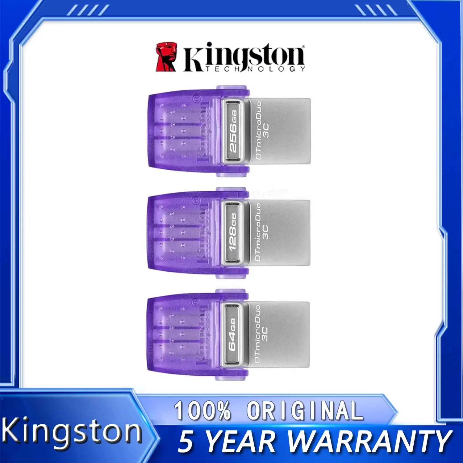 

Kingston MicroDuo 3C USB 3.2 Type C Flash Drive Dual Interface High Speed Pen Drive 64GB 128GB 256GB for Phone Laptop PC