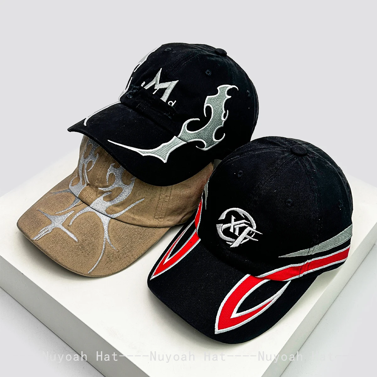 

New Men Women American Niche Embroidered Flame Double-edged Blade Baseball Hats Sunshade Personal Versatile Peaked Caps Fashion