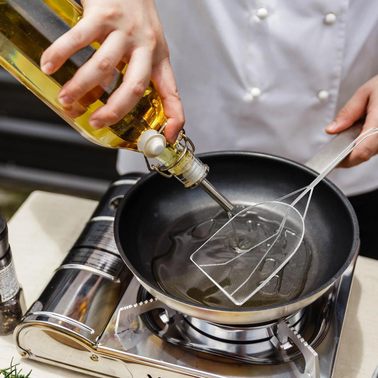 

Stainless Steel Oil Slag Filter Spoon Coarse Mesh Design Easy Shoveling Efficient Filtration for Fried Foods Kitchen Utensil