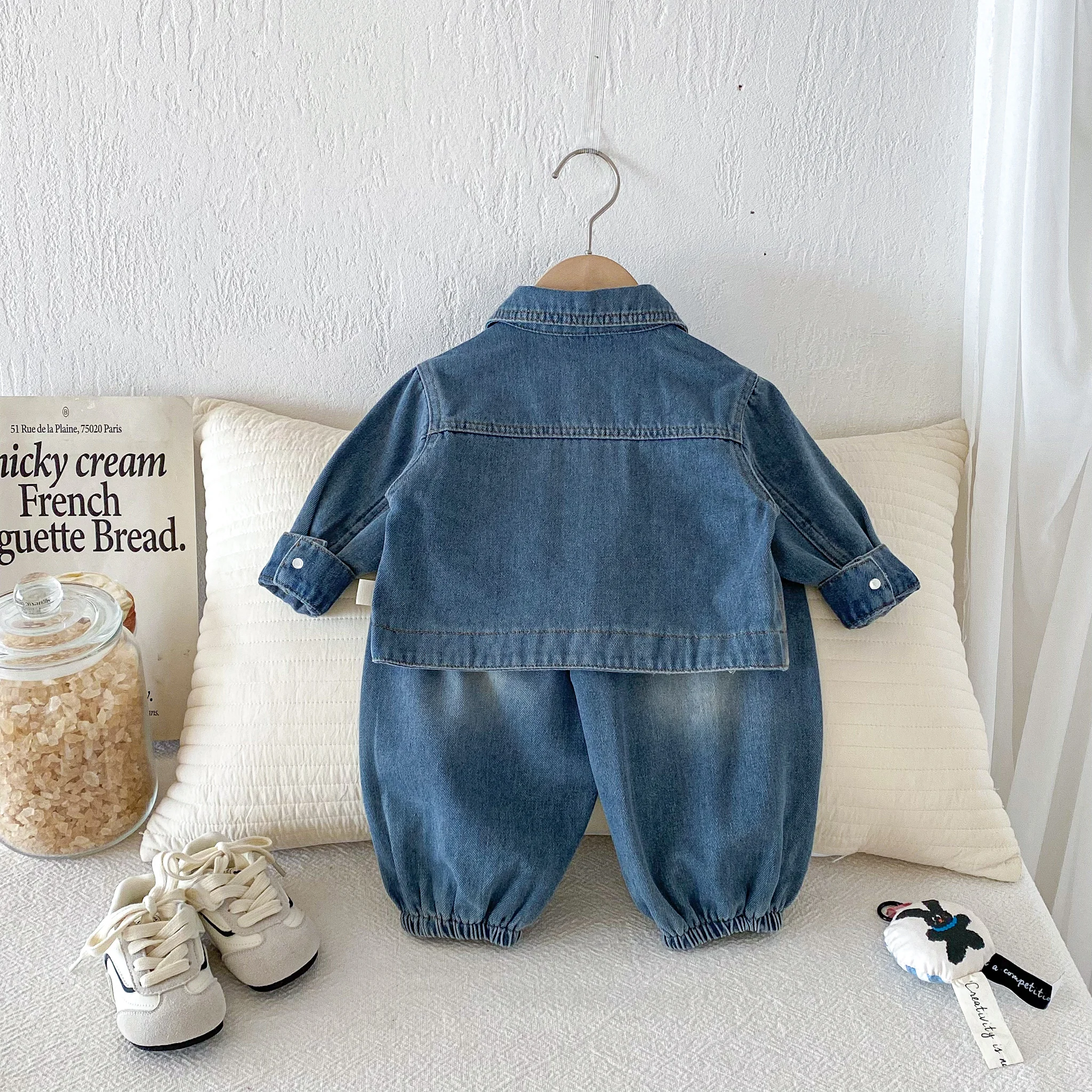 Boys' and Girls' Cowboy Set Spring Collection Children's Autumn Jacket Rascal Handsome Treasure Trendy Two Piece Set