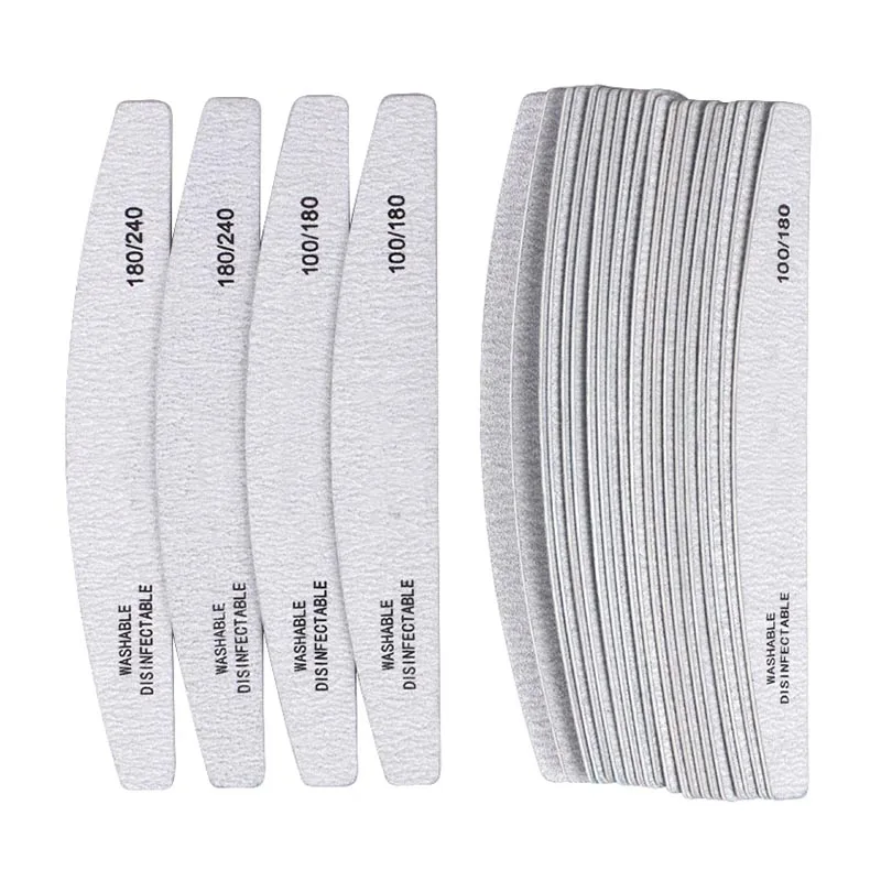 10pcs/Lot Professional Wooden Nail Files 180/240 Buffer 100/180 Grey Boat Wood Sandpaper Block Gel Polisher Sanding Nail Files