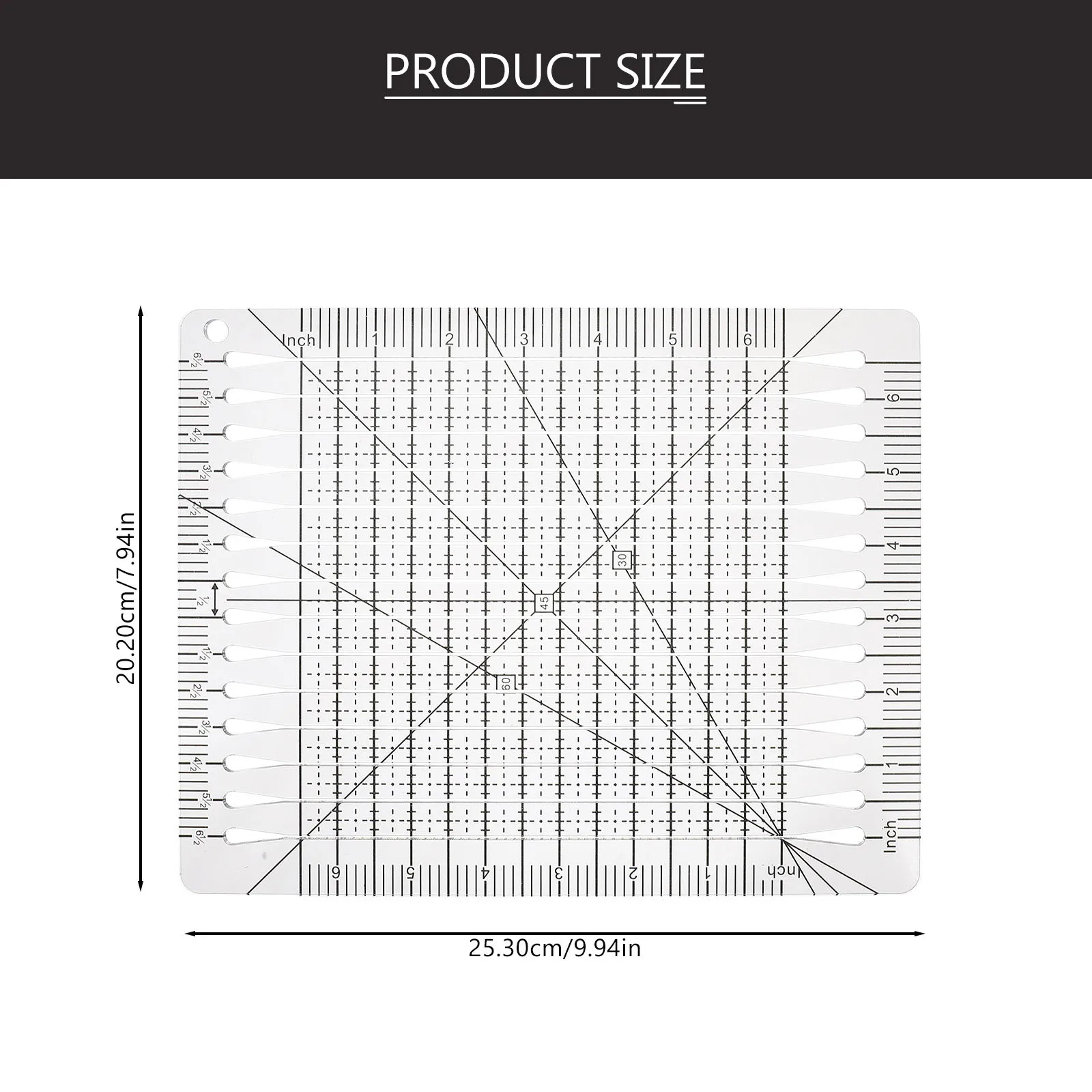 مسطرة متينة من البلاستيك الشفاف لقطع القماش والخياطة أداة خياطة اللحف ذاتية الصنع قالب حرفي محمول على شكل مربع #6