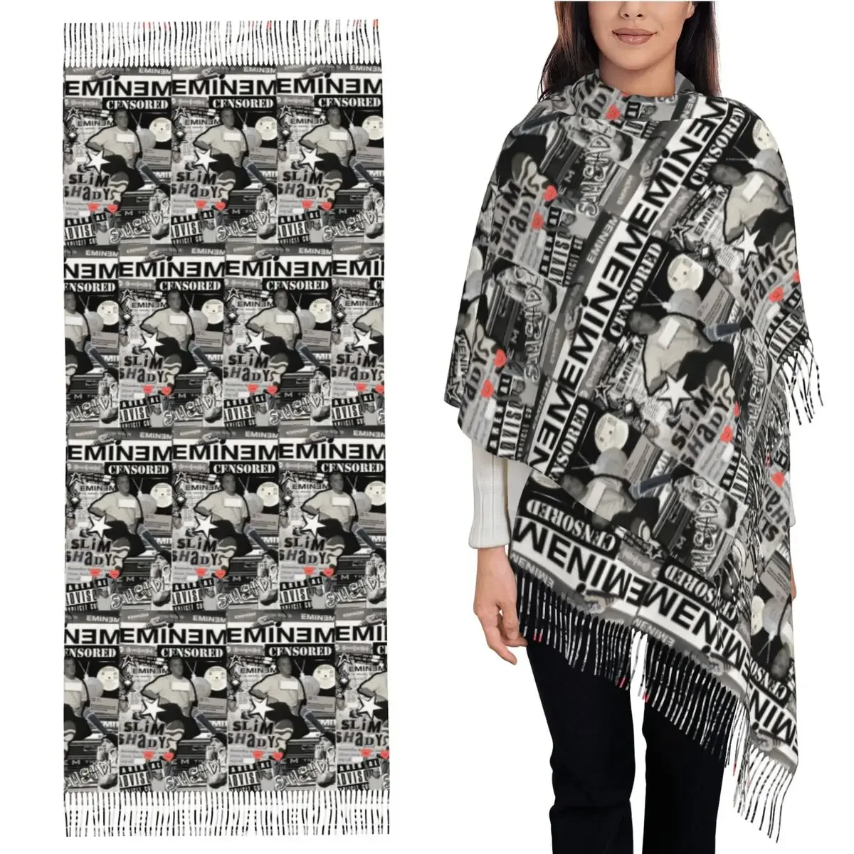 

Шарф Eminem, шарфы с кисточками, женские мягкие теплые шали и накидки, большая осенне-зимняя шаль