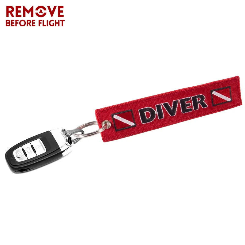 5PCS Diver Keychain Emboridery Keyring Pendant Tags Keychain Rectangle Keyring For Diver Bag Luggage Tag Aviation Gifts