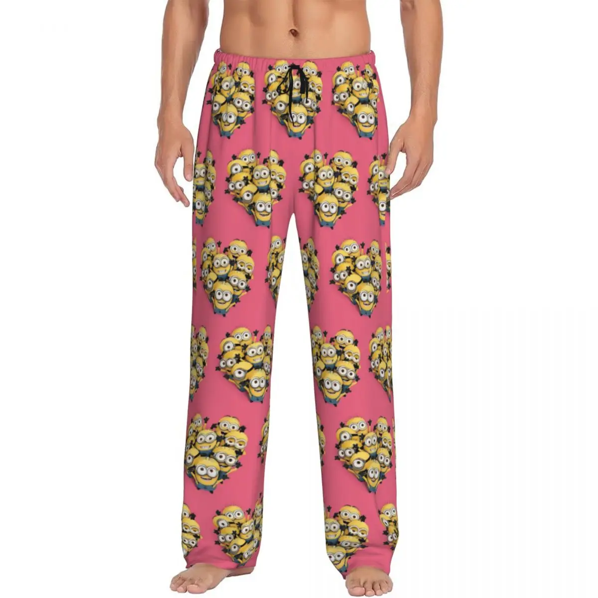 Pantalones de pijama con estampado personalizado de cómic de Anime M-Minions para hombre, ropa de dormir clásica Kawaii con bolsillos