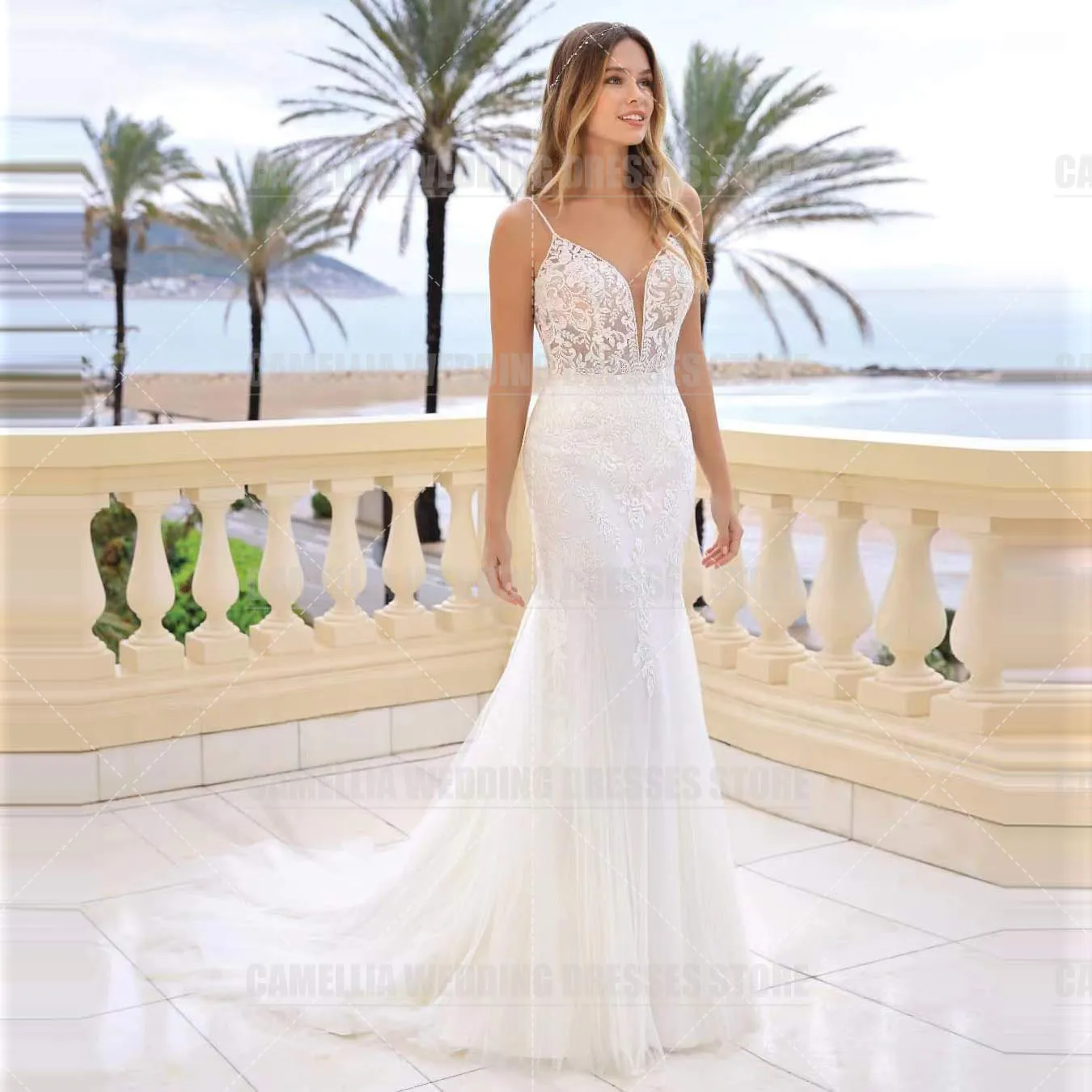 Hermosos Vestidos De Novia De sirena para mujer, apliques Sexy, cuello en V, Espalda descubierta, Vestidos De Novia formales elegantes De princesa