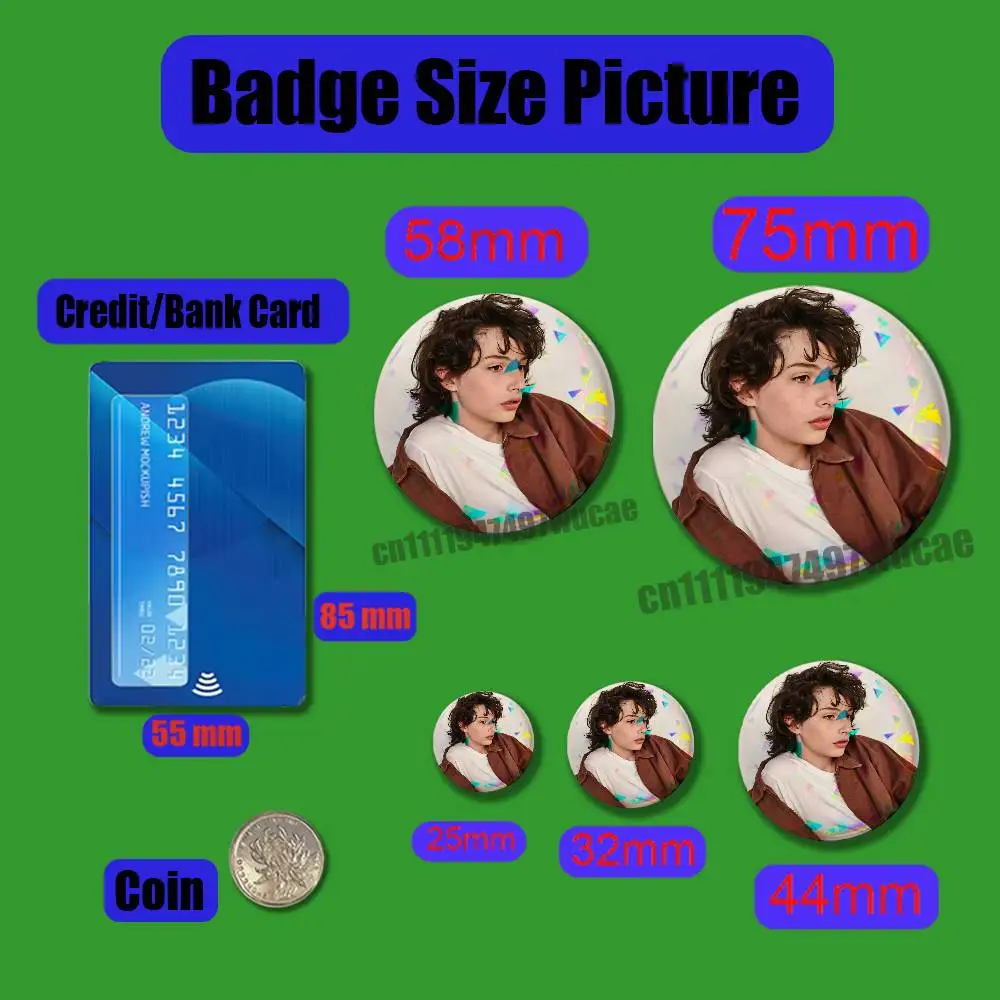 For Finn Wolfhard Badge Case DIY Pin Insignia Emblem Round Brooch Button Cosplay Laser Film