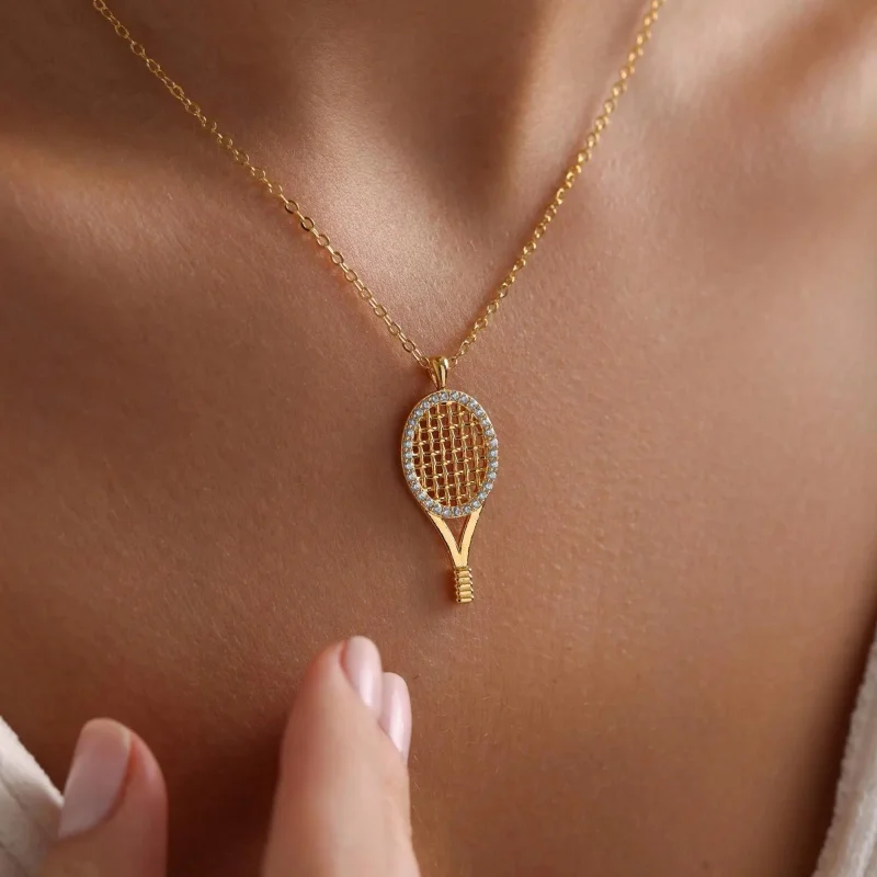 قلادة مضرب التنس سلسلة رياضية سحر قلادة مضرب التنس قلادة قلادة مجوهرات هدايا للنساء