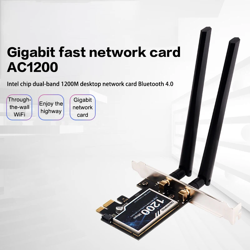 WiFi Wireless Adapter Network Card Dual Band AC1200 1200M 2.4Ghz/5Ghz PCIE Adapter For Bluetooth 4.0 Desktop Windows 7/8/10/11