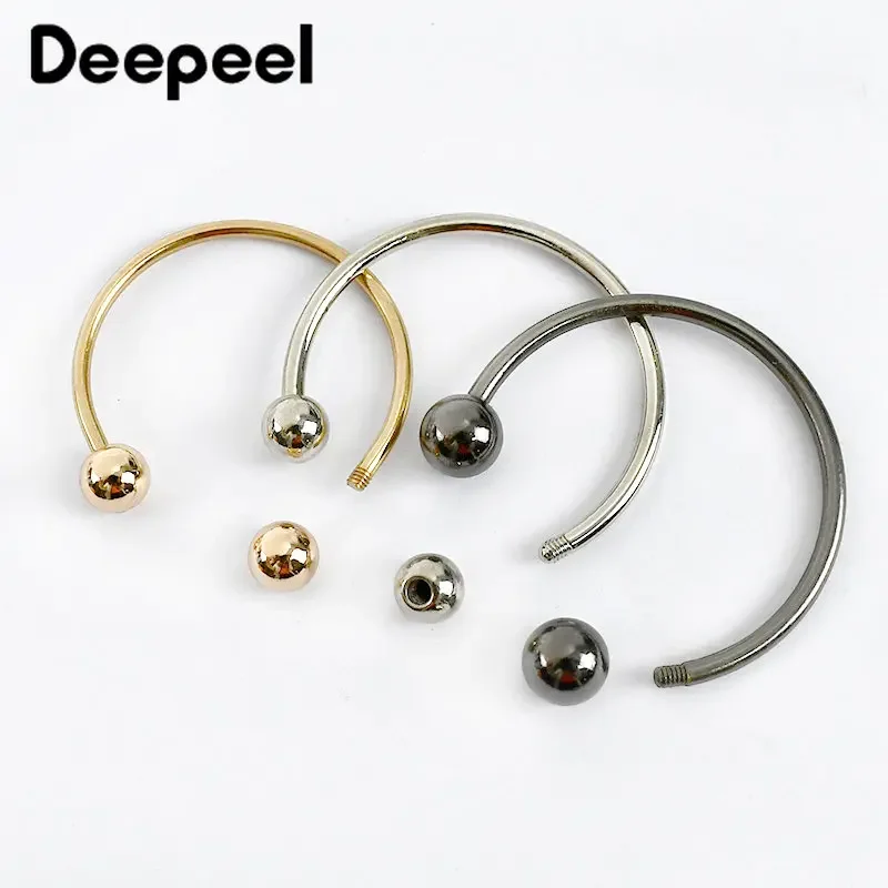 5/10Pcs Deepeel 15-60mm Metal U-shaped Rings Buckle Swimwear Bikini Clasp Double-headed Screw Buckles Decor Hat Hook Accessories