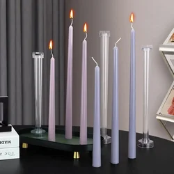 Multi Size with Base Cylinder Acrylic Candle Mould Long Pole Taper Plastic Mold Home Artist Column Gifts DIY Wedding Decor