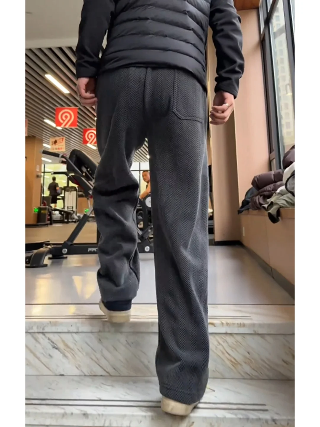 

Deep ey Flannel Pants Men's Autumn Winter American Texture Bend Knife Sweatpants Casual Flared Straight Leg Pants