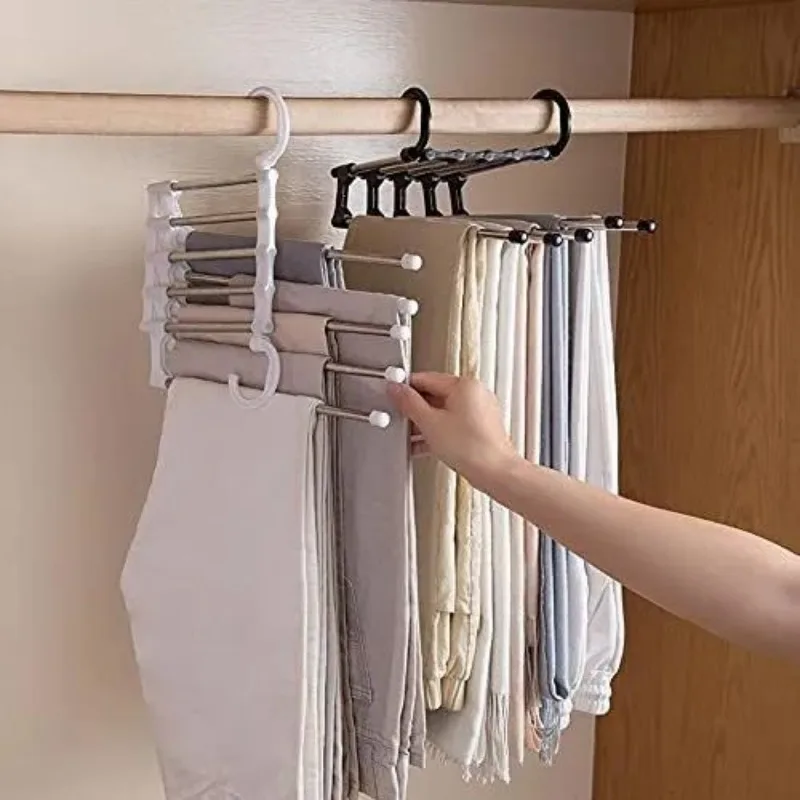 Magic Trouser Rack Stainless Steel Folding Hooks Bedroom Wardrobe Storage Closet Storage Space Saver Trouser Skirt Hooks image 5