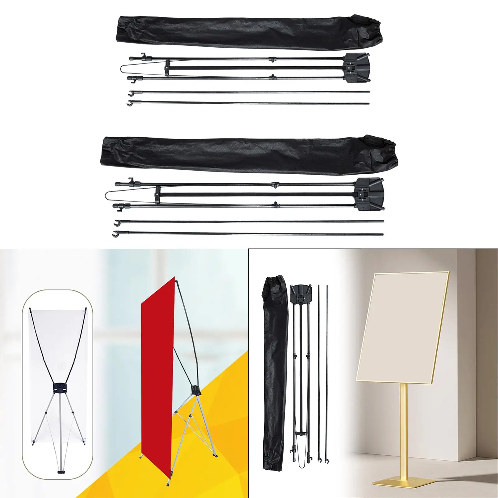 

Poster Board Stand Tripod Floor Standing Easily Set up Lightweight Black Sign Holder for Wedding Poster Car Shows Trade Mall