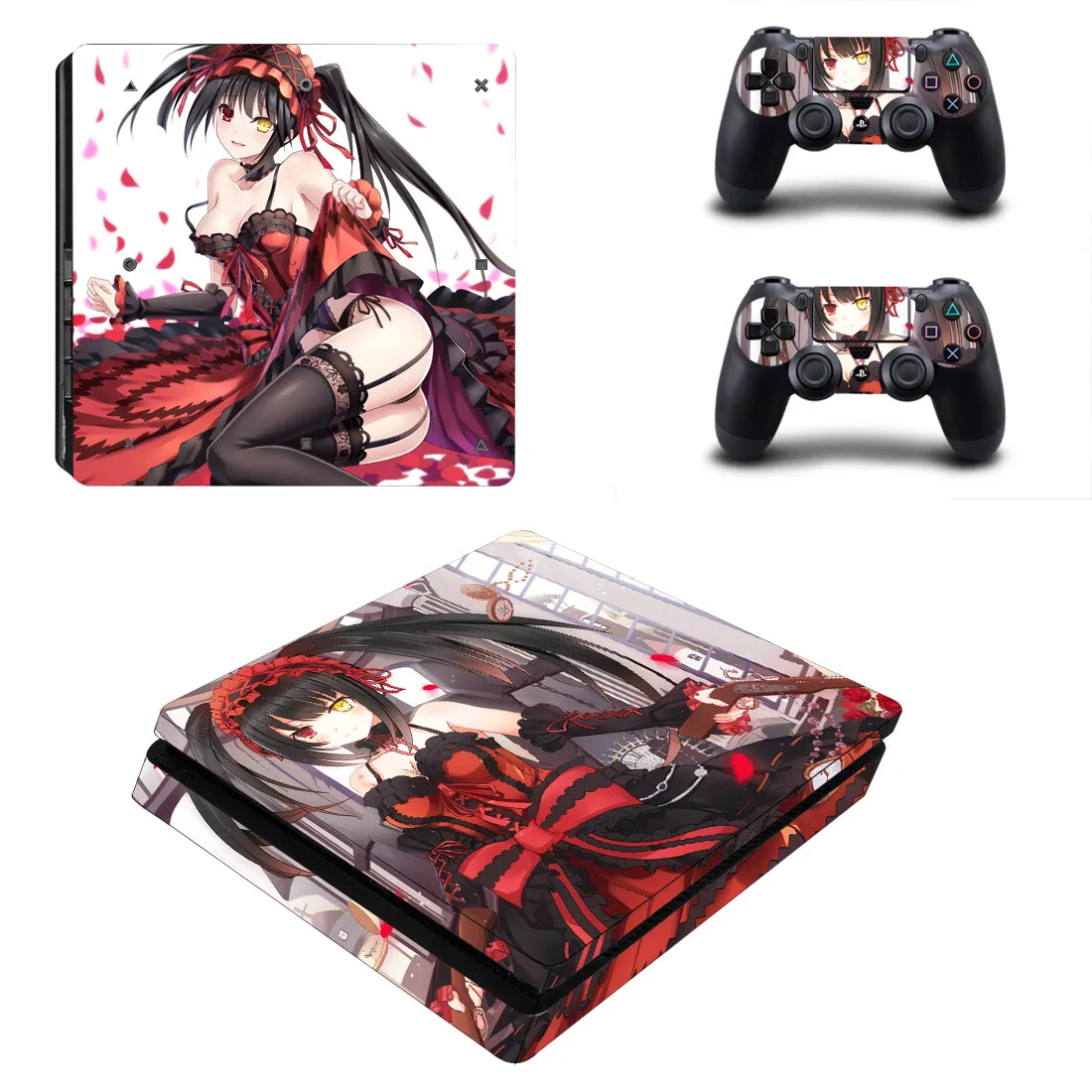 ملصق بتصميم أنيق على شكل شخصية أنيمي DATE A LIVE Tokisaki Kurumi PS4 ملصق نحيف على الجلد لوحدة التحكم وأجهزة PlayStation 4 من سوني PS4 ملصق لاصق نحيف