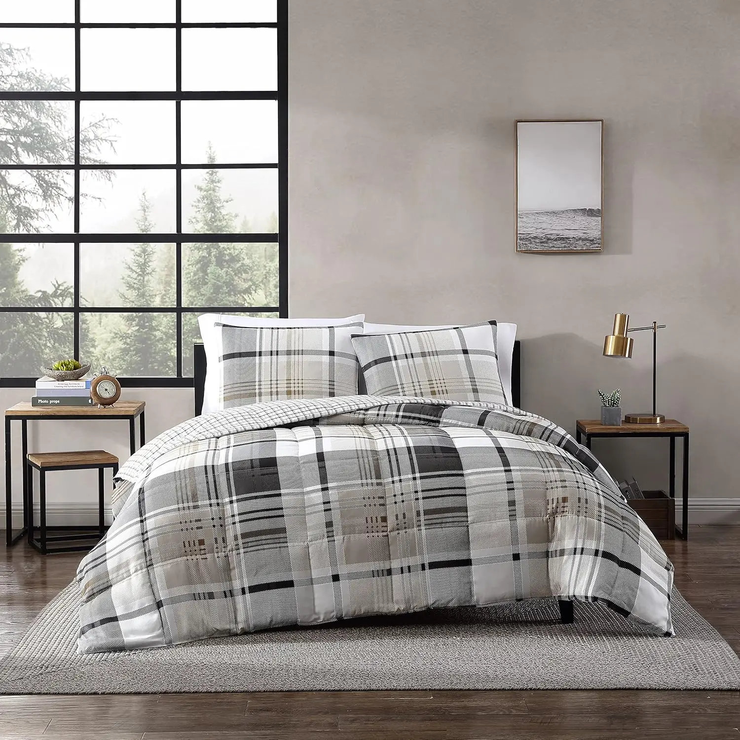 Comforter Set, Plaid Reversible Bedding, Stylish & Warm Home Decor