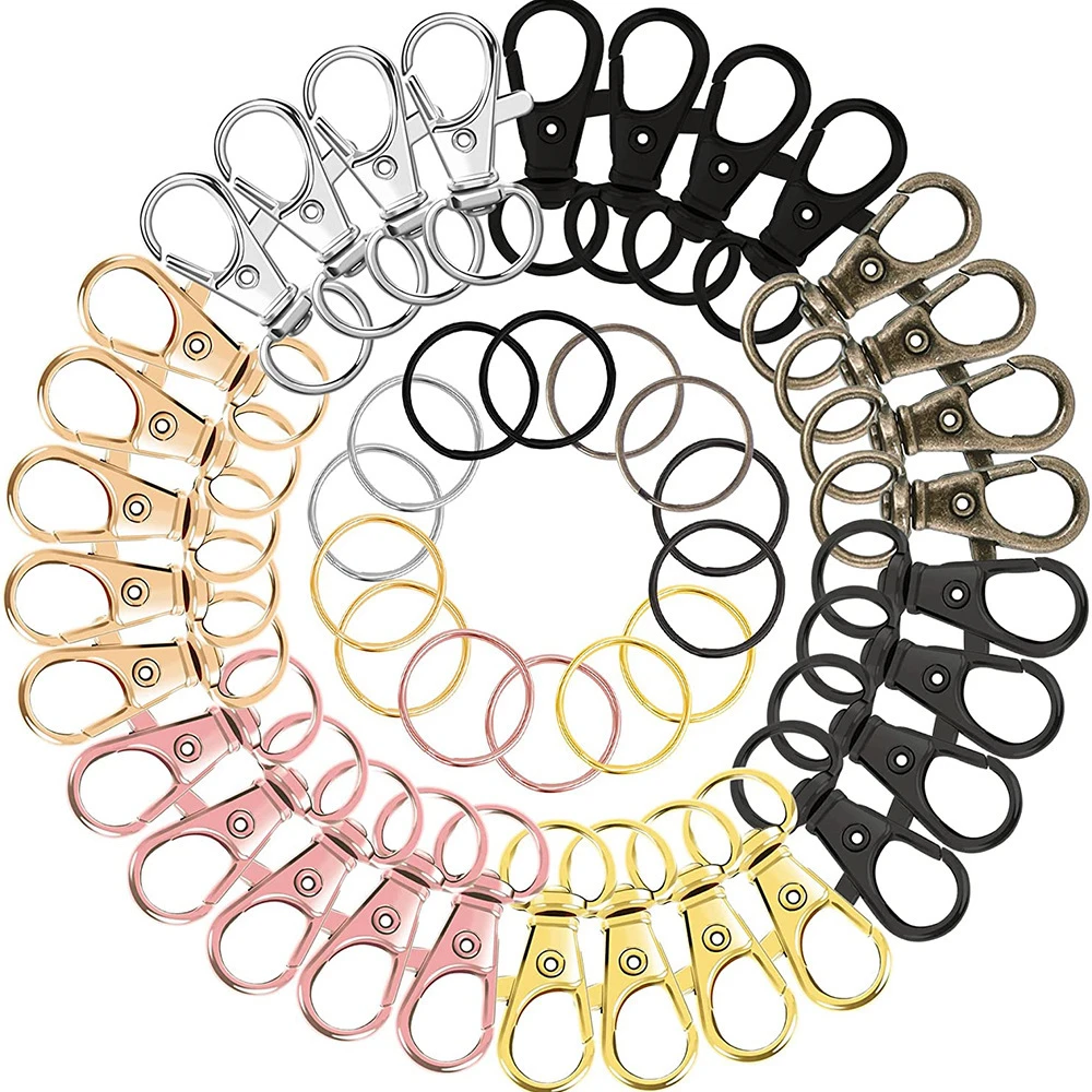 50/100 Stück Metall-Karabinerhaken-Set mit Schlüsselringen, Drehverschluss-Karabiner für DIY-Schmuckherstellung, Taschenzubehör, Schlüsselanhänger – Detail 9