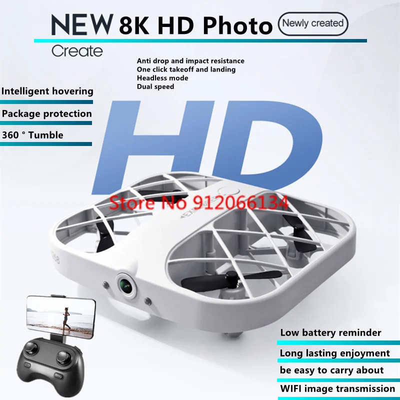 H107 MiNi Drone Intelligent Hovering WiFi FPV 8K Camera 360 ° Tumble modalità Headless rete protettiva completamente chiusa RC Quadcopter