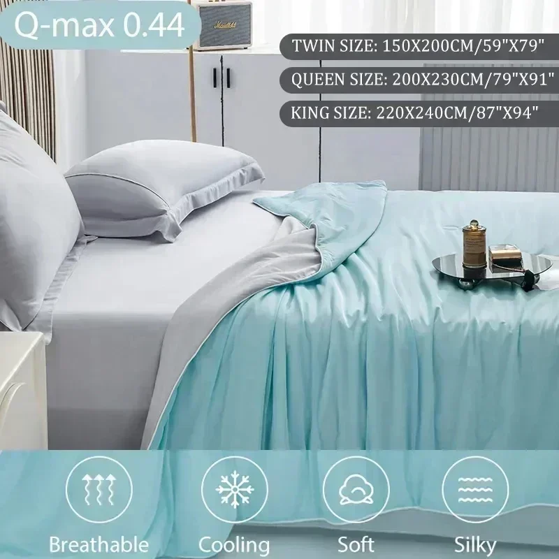 

1pcs Ice Cream Cooling Silk Summer Cooling Quilt Machine Washable Solid Color Ice Silk Summer Quilt Air Conditioning Quilt