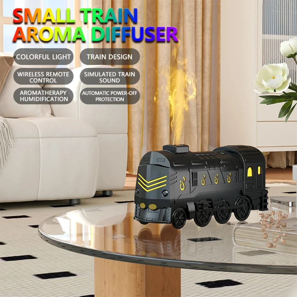 1Set USB Retro Steam Train Essential Oil Diffuser 300ml Train Humidifier With Remote Control Constant/intermittent Spray Mode ﻿