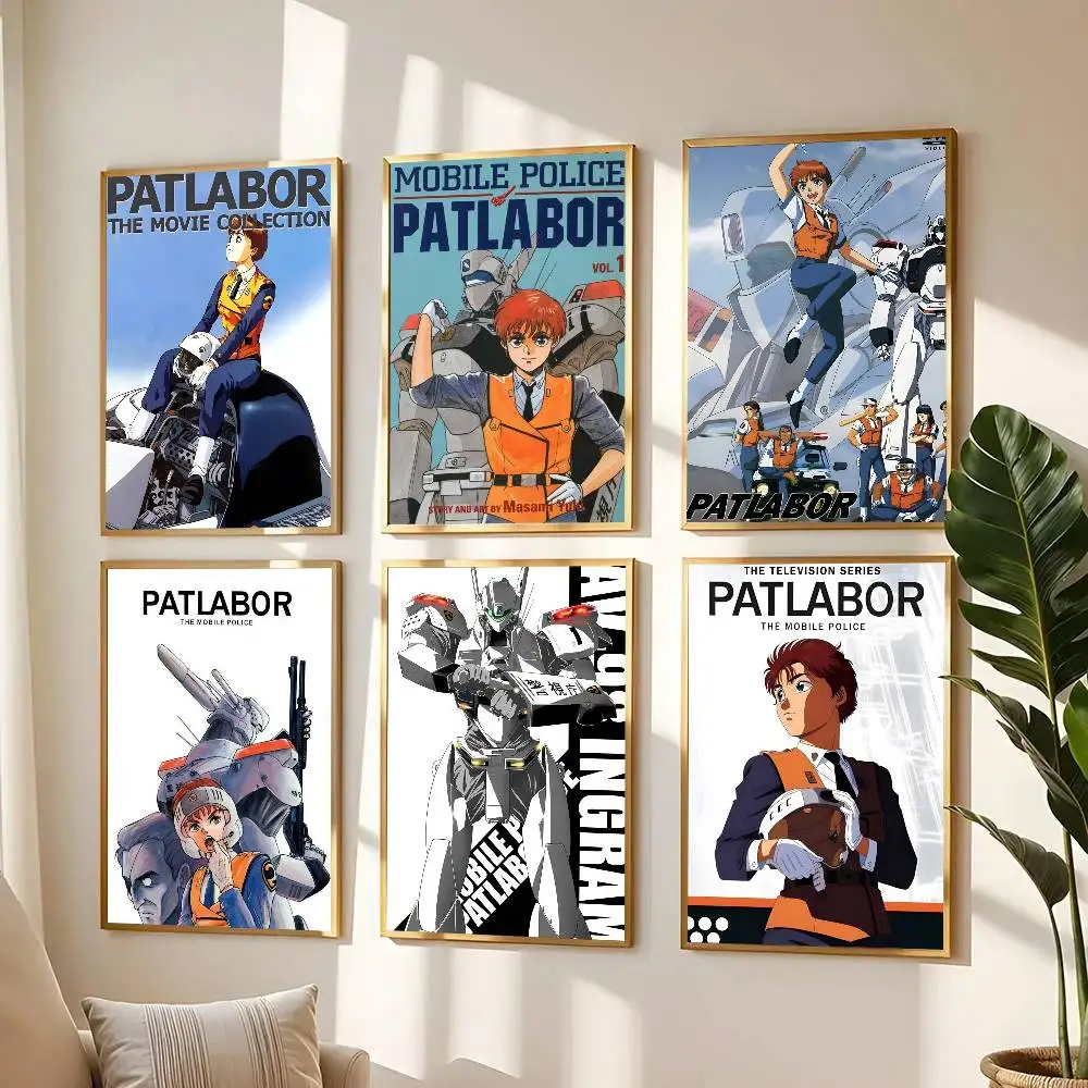 Póster clásico de Anime Patlabor The Mobile Police, pegatina impresa, arte de pared impermeable para sala de estar, dormitorio, decoración del hogar, 1 ud.