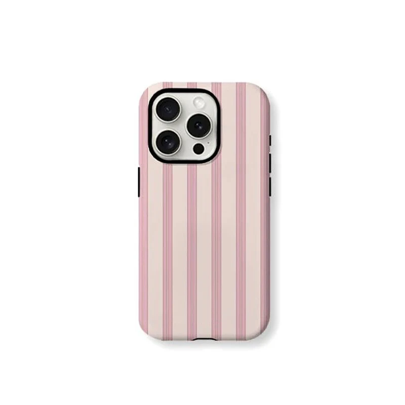 Korean INS Style Striped Series Phone Case for Samsung Galaxy S20 S23 S24 S25 S26 FE Plus Ultra Edge 4G 5G Double-layer Cover