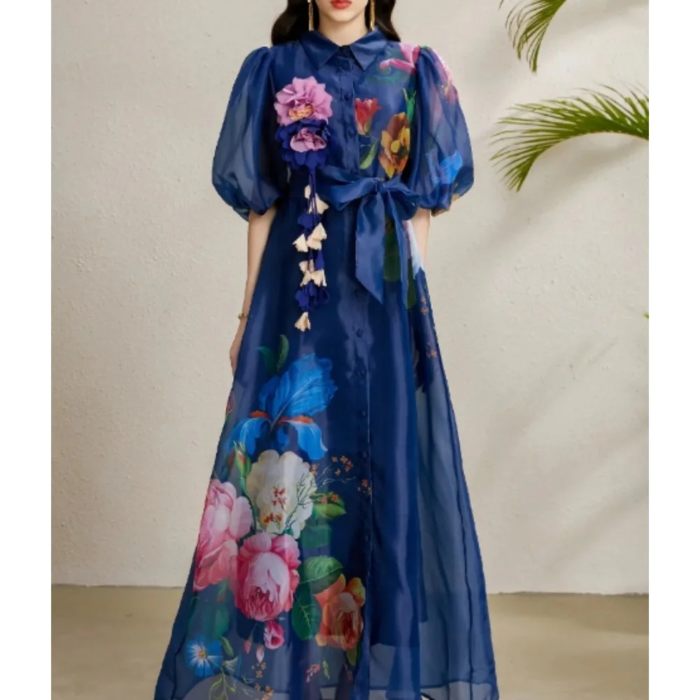 Chic vintage sexy scollo a V tridimensionale impiombato fata estate donna Boho vestito estivo abbigliamento donna abito lungo