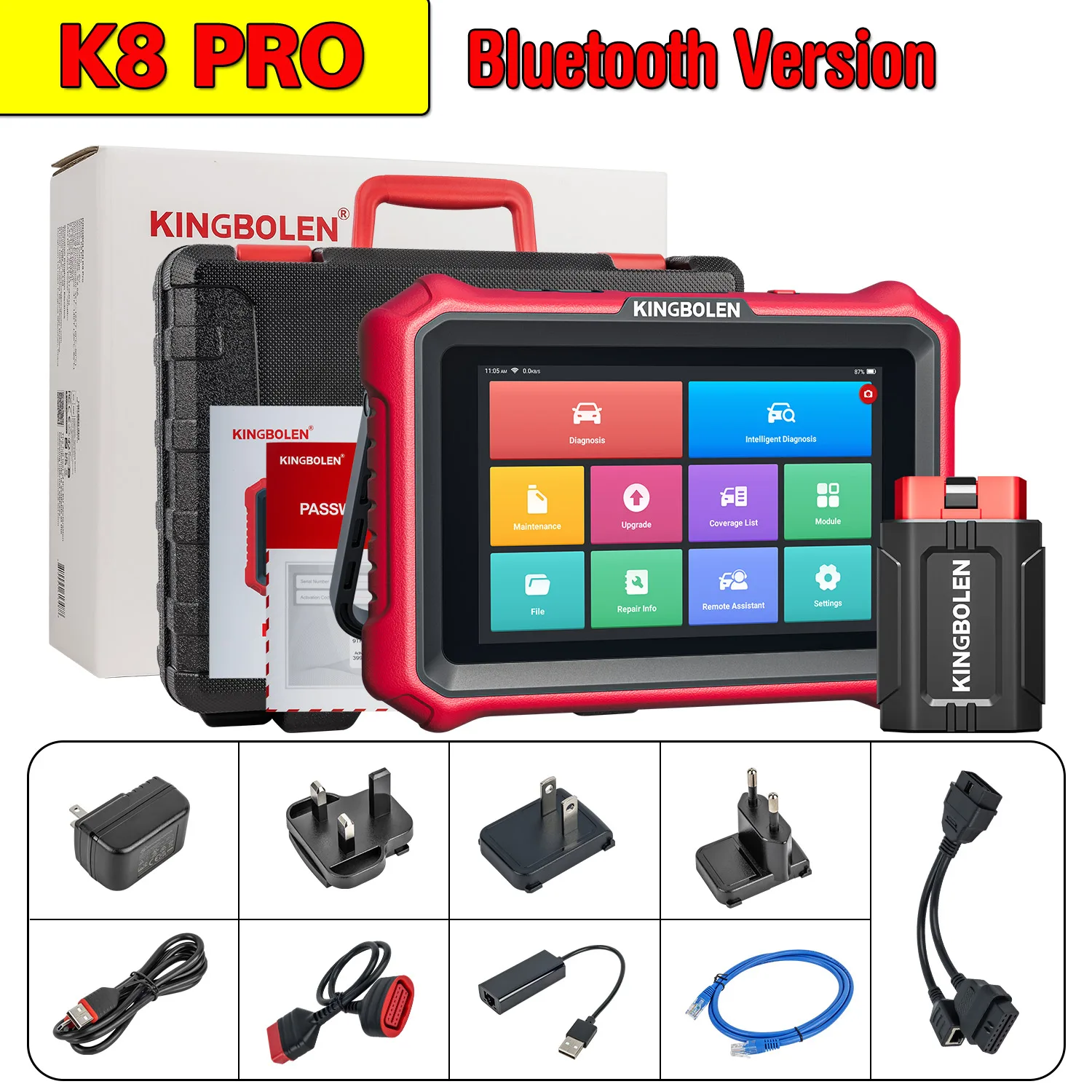 KINGBOLEN K8 PRO Bluetooth OBD2 Scanner ECU Codering Bidirectioneel 40+ Service CANFD DOIP FCA Alle Systeem Auto Diagnose Gereedschap