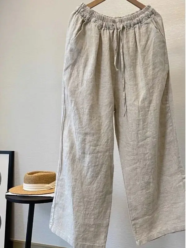 

Men's Casual Cotton Linen Pants Breathable Comfortable Straight Trousers Large Size Solid Color Streetwear Fitness Home
