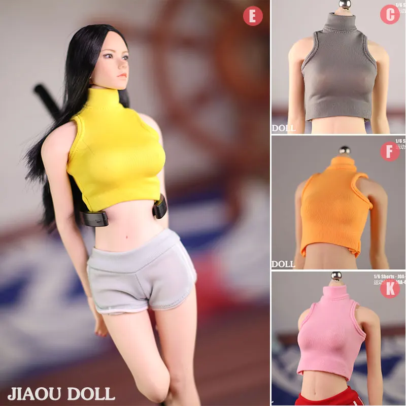 IN STOCK  1/6 Female Mini Sleeveless Vest Tights T-shirt Clothes Model for 12inch TBL ActionFigure Body Doll Clothes