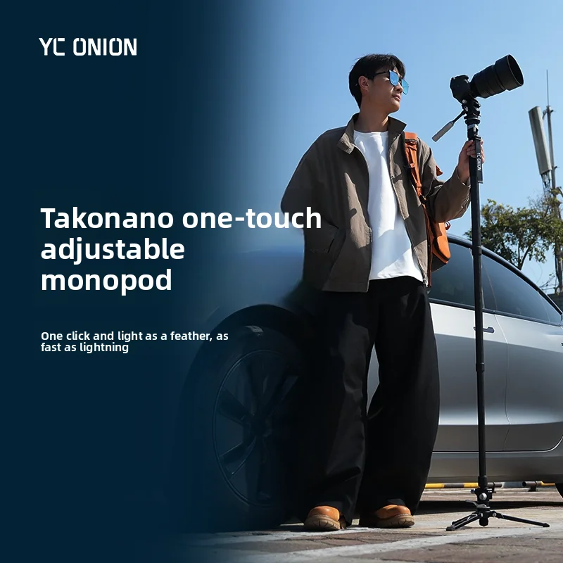 YC Onion Nano Aluminum Alloy Monopod with Pedal Base Lightweight Travel Monopod Quick Release Camera Stand Max Length 1720mm