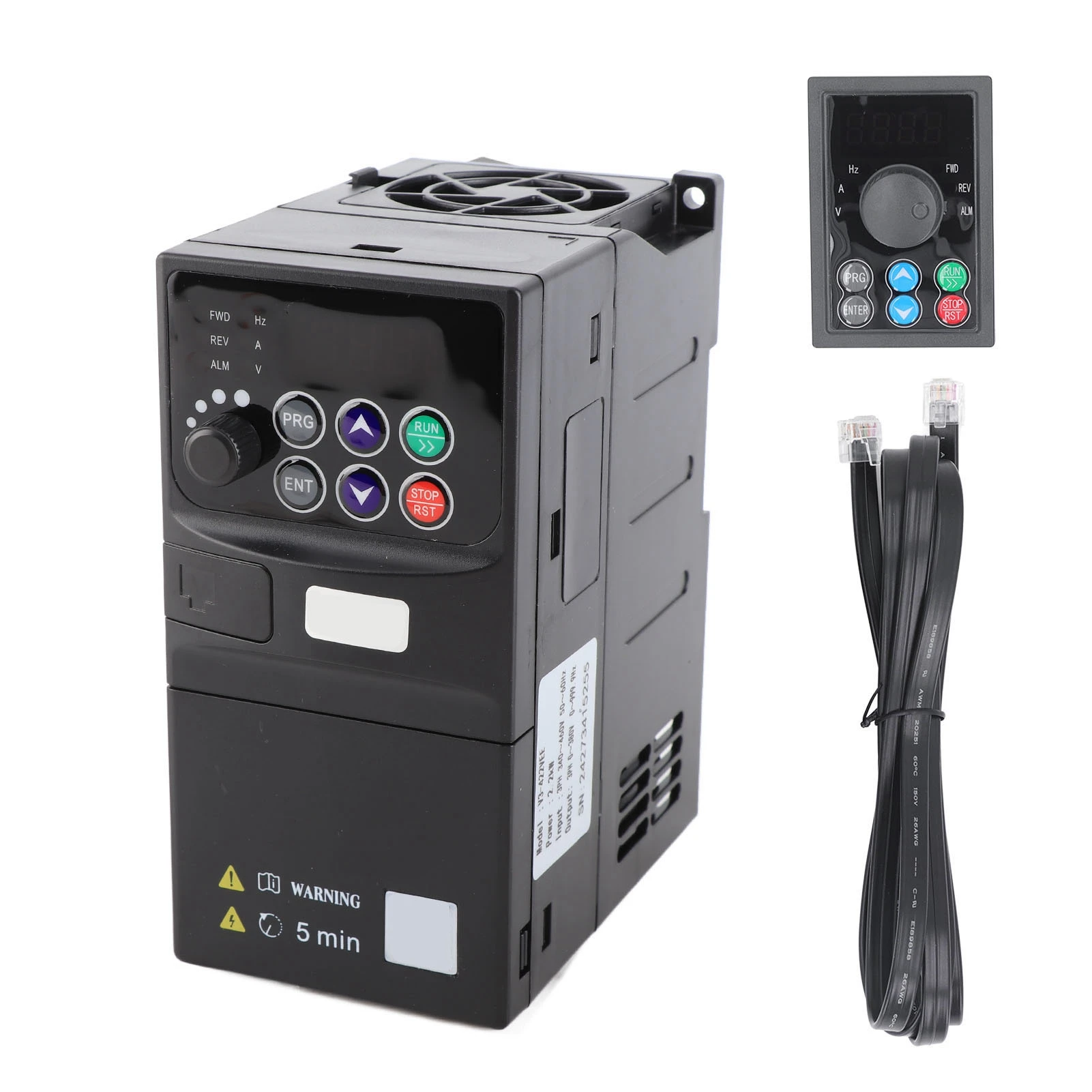 

2.2KW Frequency Converter 3 Phase 320‑460V Input 0‑380V Output Vector Variable Frequency Drive Inverter with 1.5m Cable