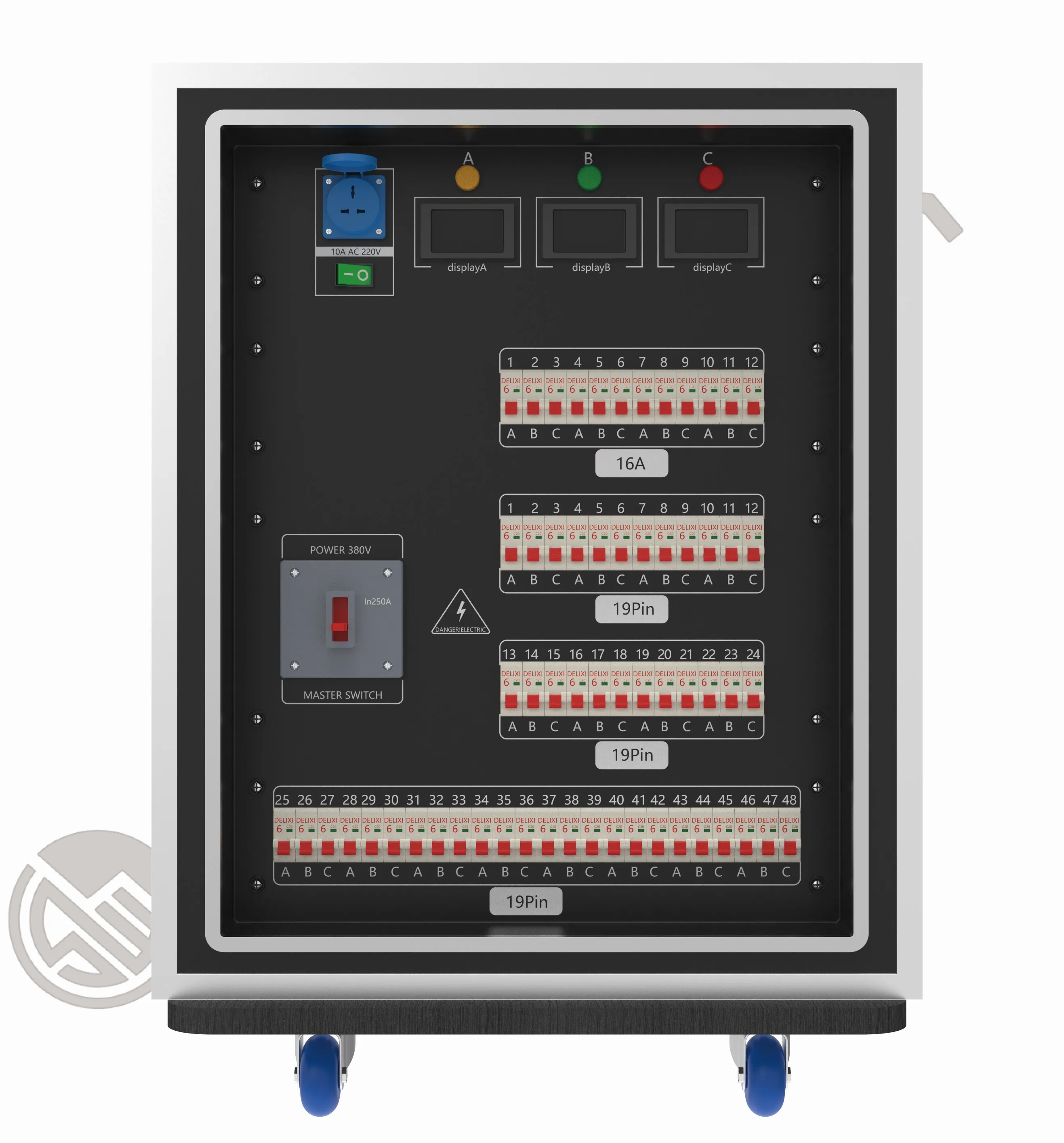 Stage Light Power Distribution Box 12 Channels 19-Pin  Professional  Flight Case Electrical Customized Power Distribution Box