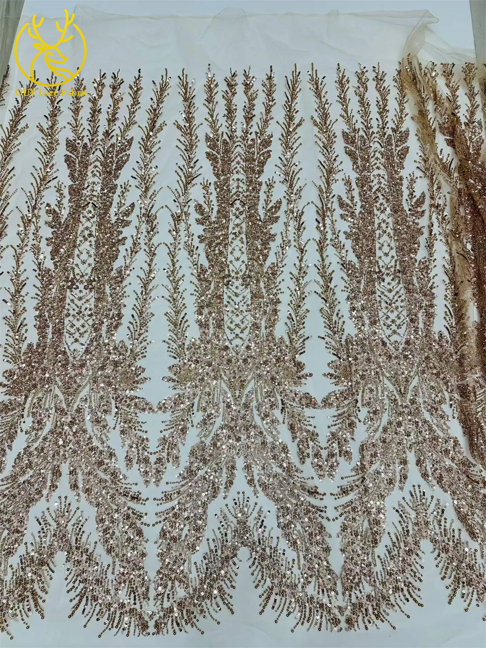 Modischer französischer Mesh-Spitzenstoff mit Perlen, 2026 Neues Design, afrikanischer Pailletten-Spitzenstoff, nigerianischer Tüll-Spitzenstoff für Hochzeitskleider – Detail 11