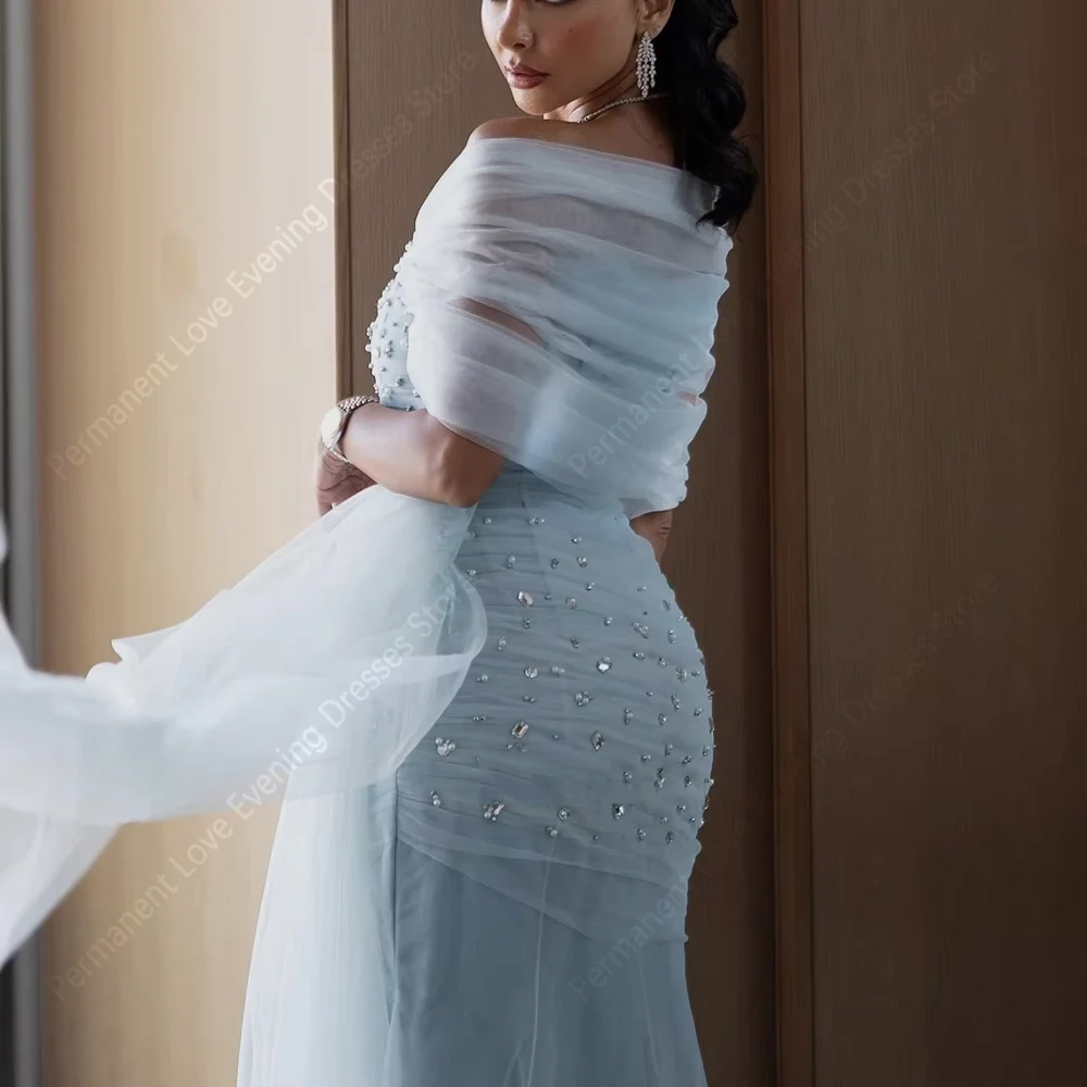 قبالة الكتف النساء فساتين السهرة الفاخرة الأميرة حورية البحر فساتين حفلات الجانب قطار كوكتيل حفلة فساتين مناسبة رسم