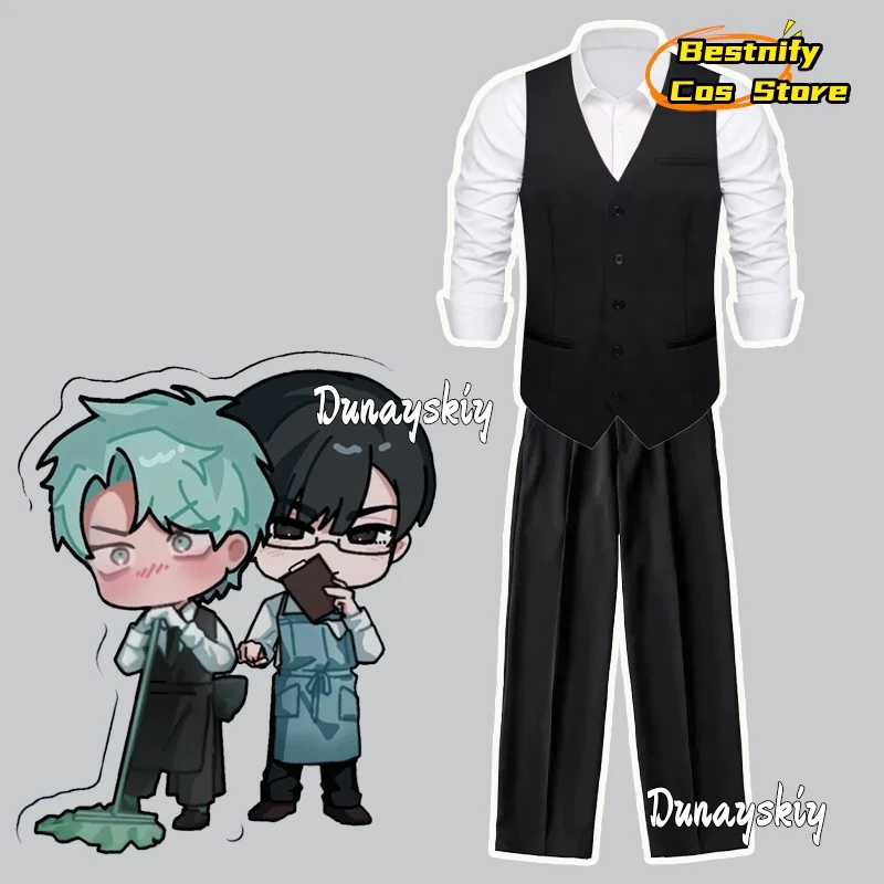 ALIEN STAGE TILL Cosplay Costume Till Coffee Shop Overalls Apron Suit Men Suit Vest V Neck Waistcoat Anime Role-playing Outfit