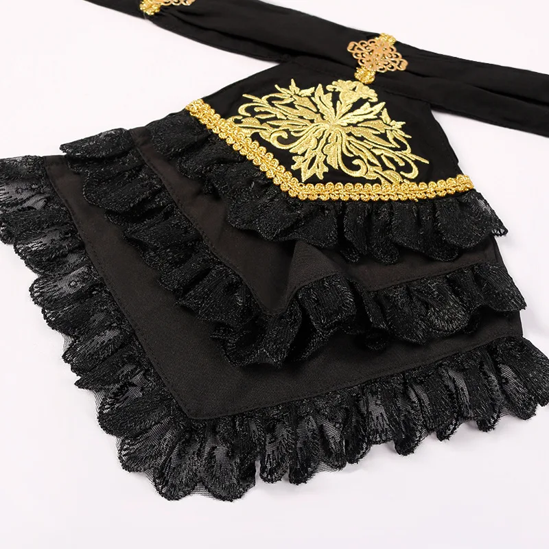 أصفاد مطرزة طويلة للرجال من loween ذات ياقة مطوية وأصفاد خصر نظيفة من ألياف البوليستر بتأثير ثلاثي الأبعاد Ne