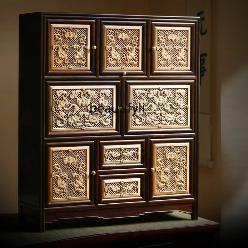 

Storage Cabinet Tea Room Hallway Desktop Curio Box Decoration Qing Court Silkwood Wanfu Cabinet