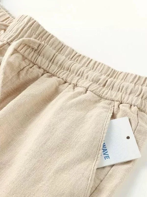 

High Quali Cotton Linen Men's Summer New Sle Straight Leg Pants Dra Thin Cotton Linen Trousers for Young Men