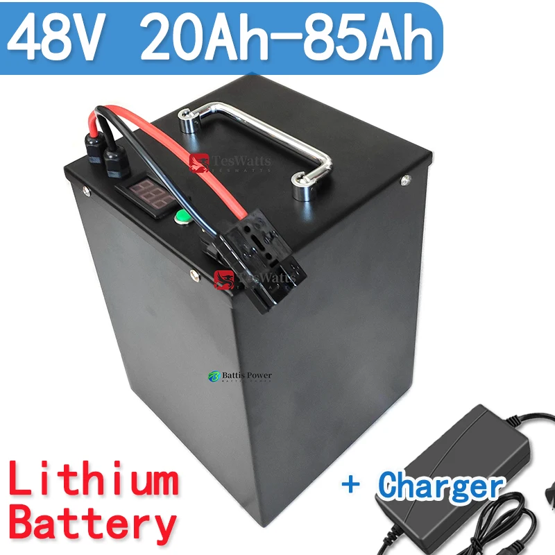 48V 20Ah 30Ah 40Ah 50Ah 60Ah 70Ah 85Ah Lithium Ion Battery 5 For 800W 1000W 1500W 2KW Electric Motorcycle Scooter+Charger