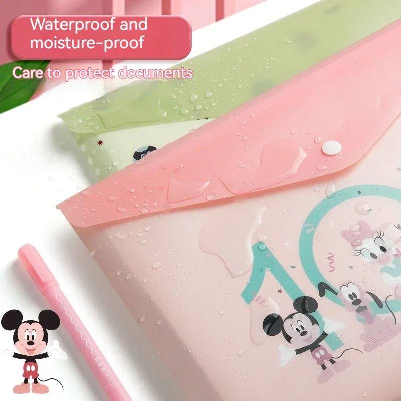 File Bags Disney 10pcs A4 Cartoon Test Paper Stationery Storage Bag Pp Buckle Office Information File Bag Transparent Wholesale