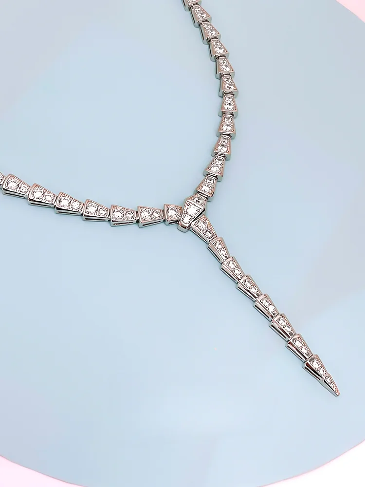 High end luxury ins style 925 sterling silver snake bone necklace with women's inlaid high carbon diamonds hot selling