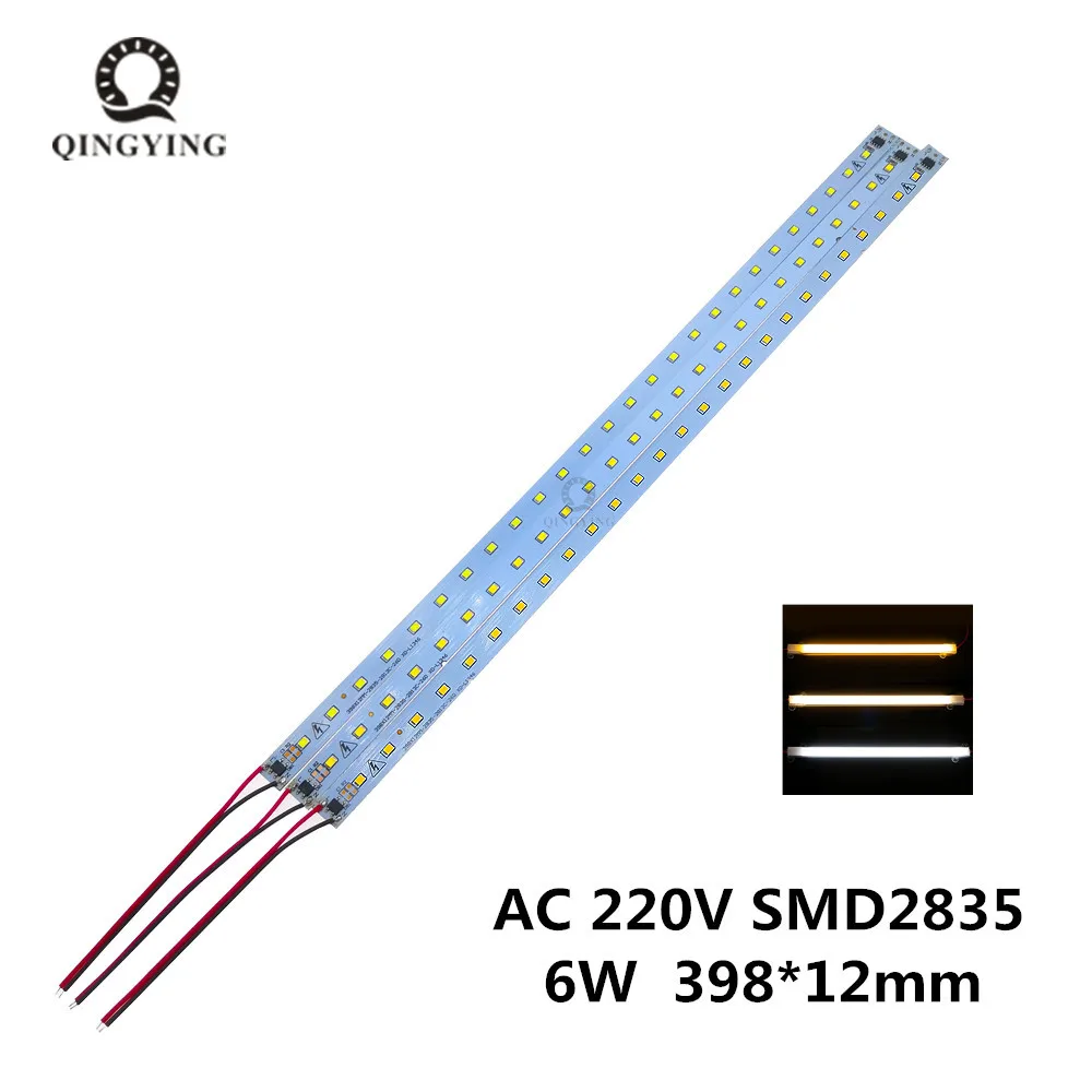 X5 X10 X20Pc X50pc LED PCB Lights AC220V 6W  40CM  SMD2385 Warm/Natural/Cold White Kitchen Under Cabinet Hard Strip Lamp DIY