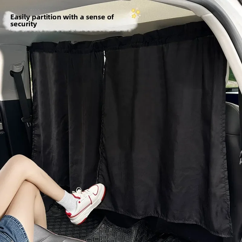 Three wheel car window sunshade, car track sunshade, car use, non perforated privacy partition curtain